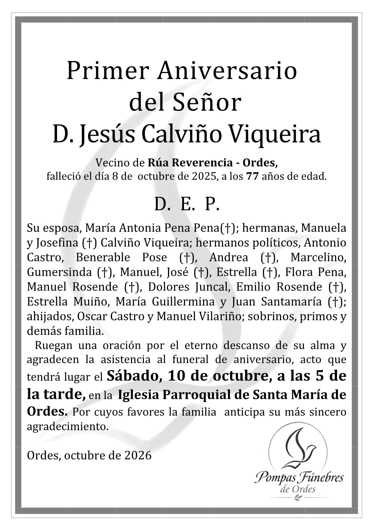 Aniversario de Jesús Calviño Viqueira