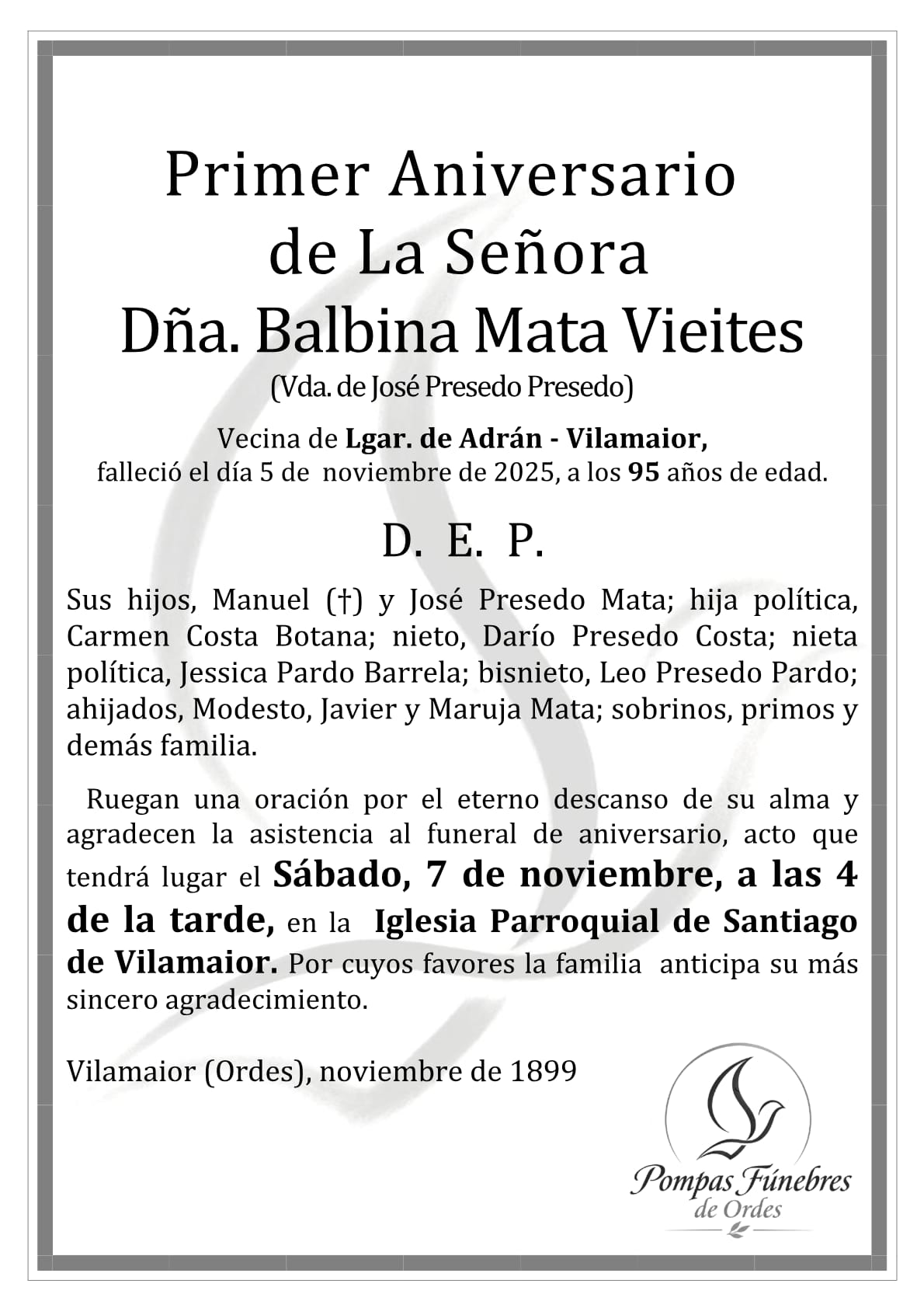 Aniversario de Balbina Mata Vieites