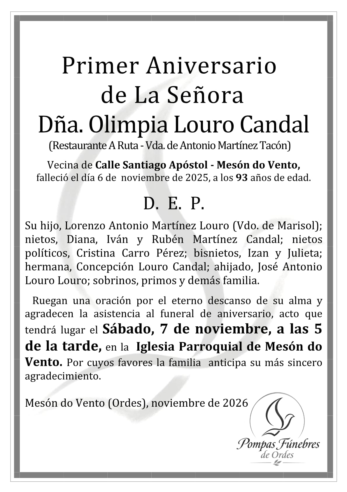 Aniversario de Olimpia Louro Candal